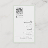 Modern Clean Chic Sage Green Scannable QR Code Visitekaartje (Achterkant)