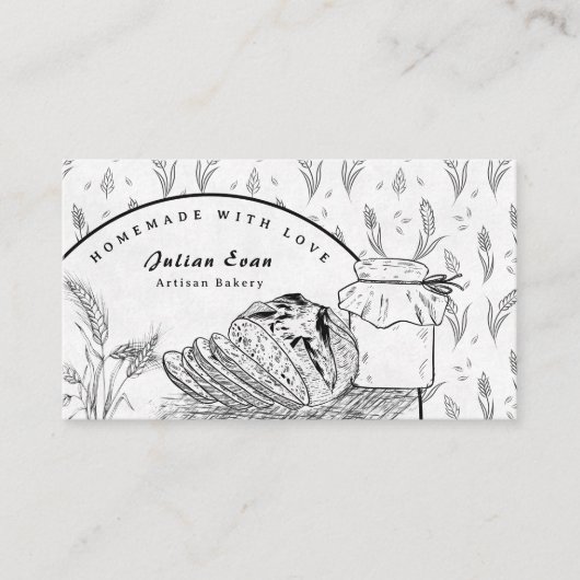 Modern Clean Hand Sketch Sourdough Homemade Bread Visitekaartje (Voorkant)