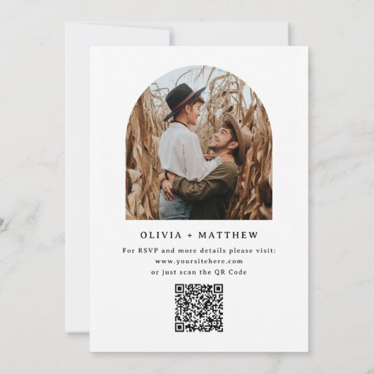 Modern Clean Minimalist Wedding | Photo + QR Code Kaart (Achterkant)
