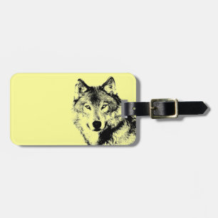 Modern Clean Yellow Wolf Aanpassen Bagagelabel