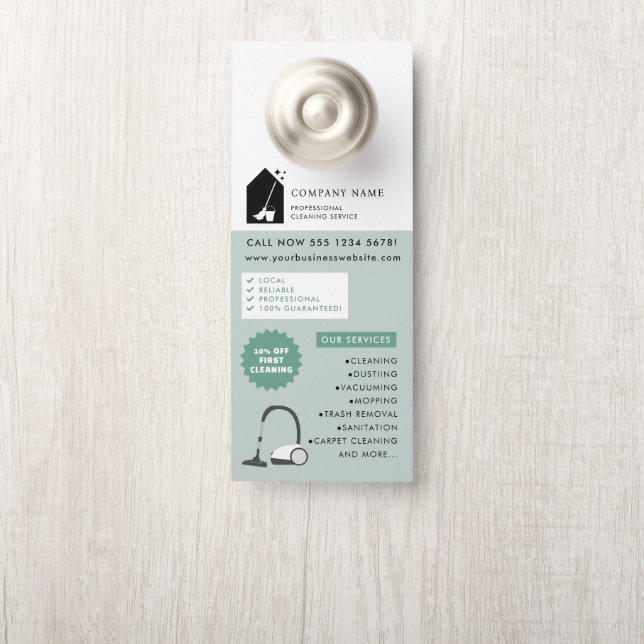 Modern Cleaning Cleaner Service Logo Green QR Code (Op knop)