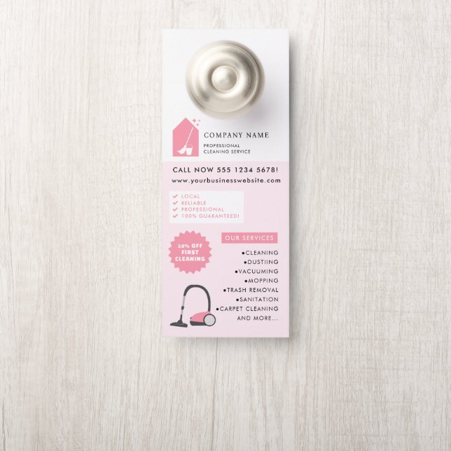 Modern Cleaning Cleaner Service Logo Pink QR Code (Op knop)