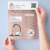 Modern Cleaning Cleaner Service Logo Rose Gold Flyer (Hand)