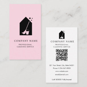 Modern Cleaning Schoonmaakdiensten Logo Roze QR Co Visitekaartje