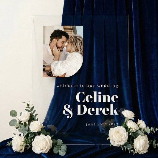 Modern Clear Wedding Photo Welcome Acrylic Sign