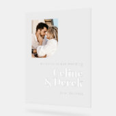 Modern Clear Wedding Photo Welcome Acrylic Sign (Angle)