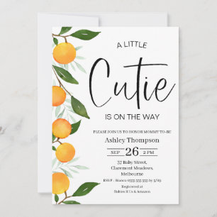 Modern Clementine Little Cutie Baby shower Kaart