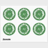 Modern Clover Leaves Wreats St Patricks Monogram Ronde Sticker (Vel)