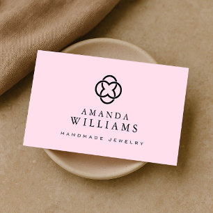 Modern Clover Logo Luxury Boutique Pink Visitekaartje