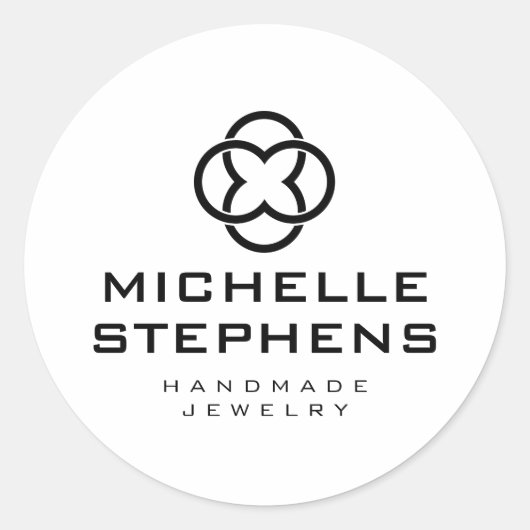 Modern Clover Logo Luxury Boutique White Ronde Sticker (Voorkant)