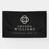 Modern Clover Logo Luxury Boutique Zwart Spandoek (Horizontaal)