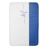 Modern Coastal Blue Seashell Monogram Badmat (Voorkant Verticaal)