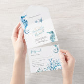 Modern Coastal Wedding All In One Invitation (Déchirure)