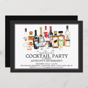 Modern Cocktail Retirement Party Invitation Kaart