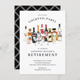 Modern Cocktail Retirement Party Invitation Kaart