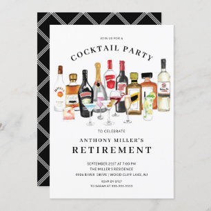 Modern Cocktail Retirement Party Invitation Kaart