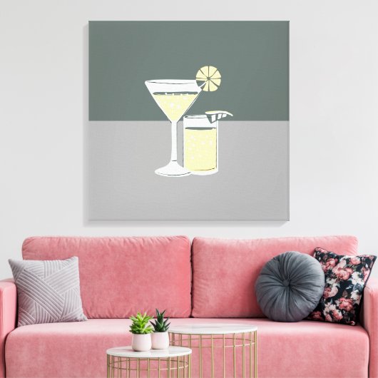 Modern Cocktails Colorblock Canvas Afdruk (Insitu (Woonkamer))