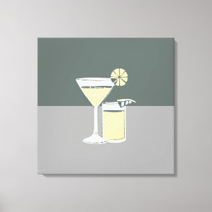 Modern Cocktails Colorblock Canvas Afdruk