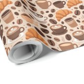 Modern Coffee Aesthetic Pattern Cadeaupapier (Rol Hoek)
