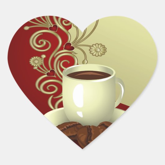 Modern Coffee Lover Hart Sticker (Voorkant)