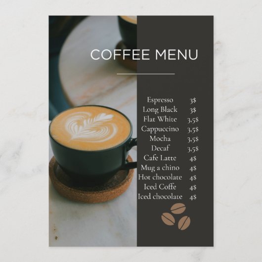 Modern Coffee Shop Menu Card Template (Voorkant)