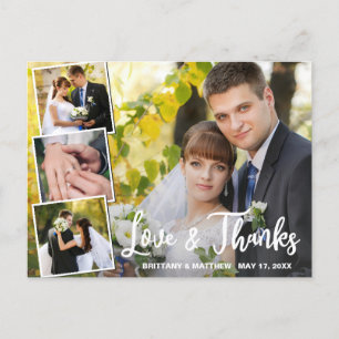 Modern Collage 4 Foto Weddenschap Hartelijk dank Briefkaart