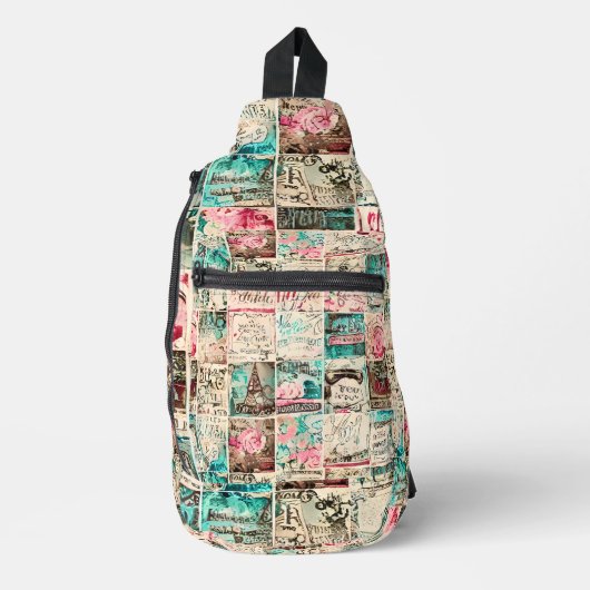 Modern collage background Retro illustrations Sling Bag (Voorkant)