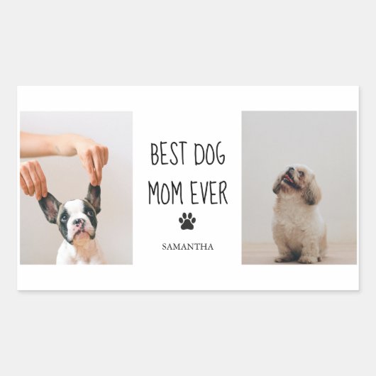 Modern Collage Foto Best Mam Dog Ever Rechthoekige Sticker (Voorkant)