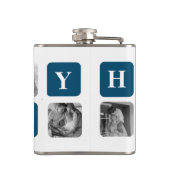 Modern Collage Foto Blue Best Hubby Ever Gift Heupfles (Achterkant)