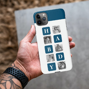 Modern Collage Foto Blue Best Hubby Ever Gift iPhone 11Pro Max Hoesje