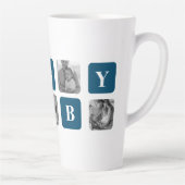 Modern Collage Foto Blue Best Hubby Ever Gift Latte Mok (Rechts)