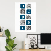 Modern Collage Foto Blue Best Hubby Ever Gift Poster (Thuiskantoor)