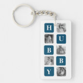 Modern Collage Foto Blue Best Hubby Ever Gift Sleutelhanger (Voorkant)