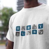 Modern Collage Foto Blue Best Hubby Ever Gift T-shirt