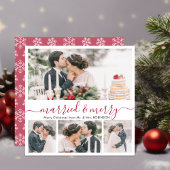 Modern Collage Getrouwd en Vrolijk Kerstfeest Kaar Feestdagenkaart