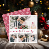 Modern Collage Getrouwd en Vrolijk Kerstfeest Kaar Feestdagenkaart