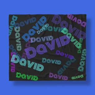 Modern, collage met willekeurige naam blauw, paa fleece deken