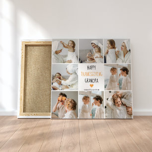 Modern Collage Photo Happy Thanksgiving Grandpa Canvas Afdruk
