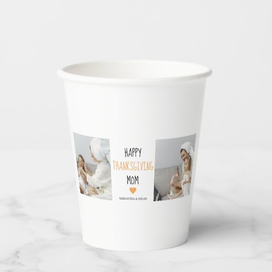Modern Collage Photo Happy Thanksgiving mama Papieren Bekers (Voorkant)
