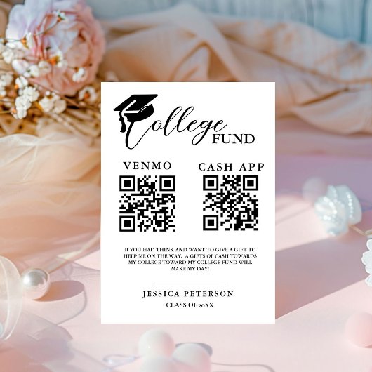 Modern College Fund High School Fund QR-code Reclamebord Met Voetstuk