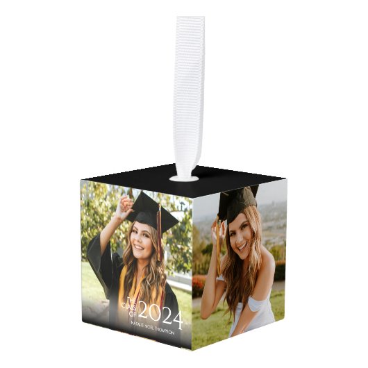 Modern College of High School Elegant Afstuderen Kubus Ornament (Voorkant hoekig)