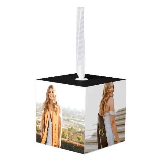 Modern College of High School Elegant Afstuderen Kubus Ornament (Achter hoekig)