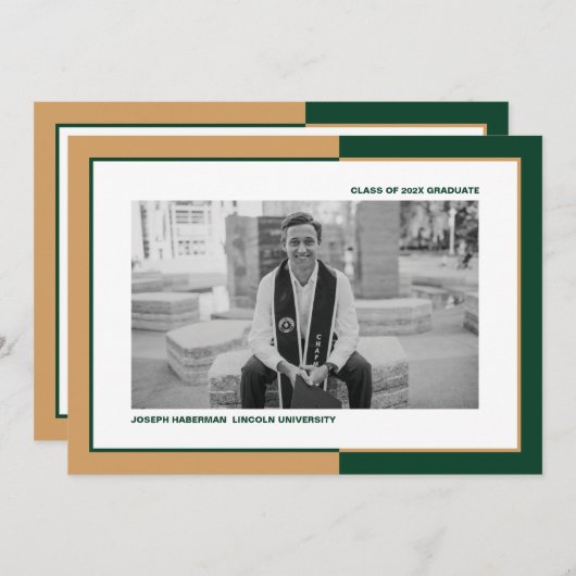 Modern Color Block Afstuderen Aankondiging (Voorkant / Achterkant)