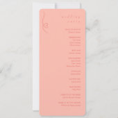 Modern Colorblock Wedding Programma | licht koraal (Achterkant)