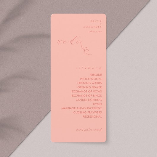 Modern Colorblock Wedding Programma | licht koraal