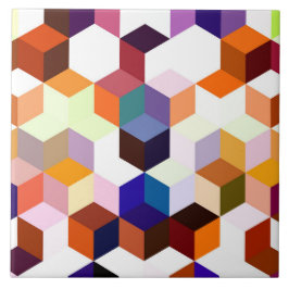 Modern Colorful 3d Cubes and Hexagons pattern Tegeltje