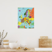 Modern Colorful Europe Map Poster (Cuisine)