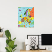 Modern Colorful Europe Map Poster (Bureau à domicile)