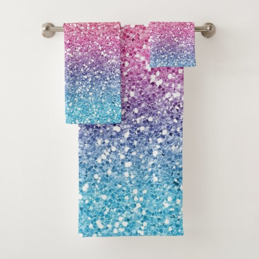 Modern Colorful Glitter Ombre Bad Handdoek (Insitu)