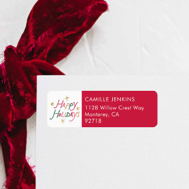 Modern Colorful Happy Holidays Return Address Etiket